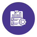 Diagramm mit Checkliste und Zahnradsymbol